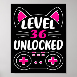 Affiche Fille d'anniversaire amoureuse de chat jeu vidéo n