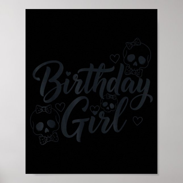 Affiche Fille d'anniversaire Crâne Squelette Amant Mignon  (Devant)