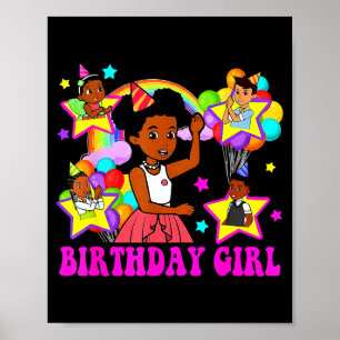 Affiche Fille d'anniversaire gracie rose poupée famille dé