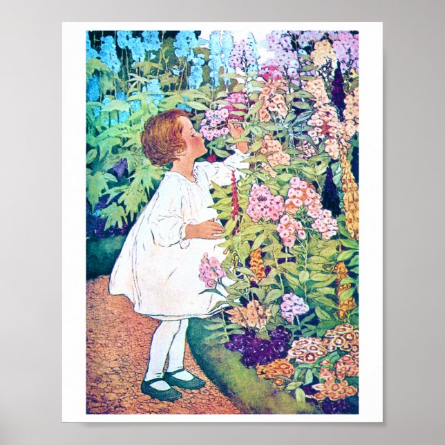 Affiche Fille dans le jardin des fleurs, Jessie Willcox Sm (Devant)