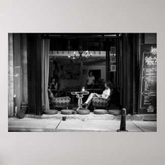 Affiche Fille dans un café et café TIme - Photo de rue