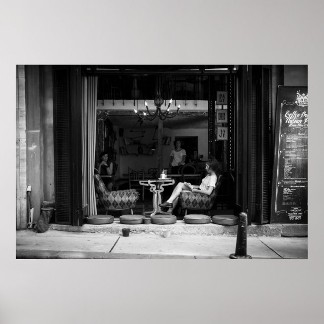 Affiche Fille dans un café et café TIme - Photo de rue (Devant)