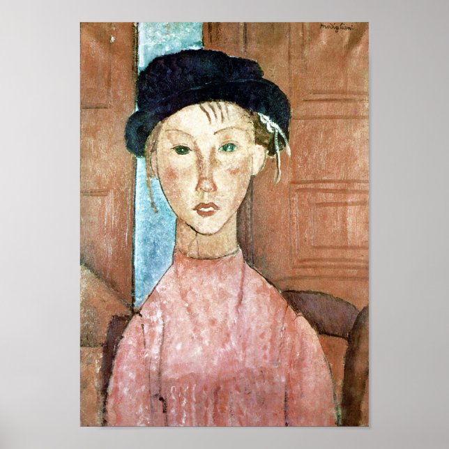 Affiche Fille dans un Casquette, Modigliani (Devant)