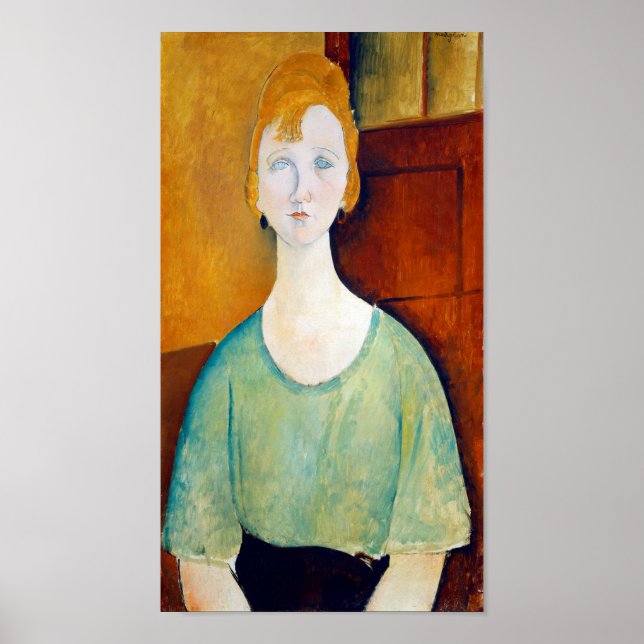 Affiche Fille dans une blouse verte, Modigliani (Devant)