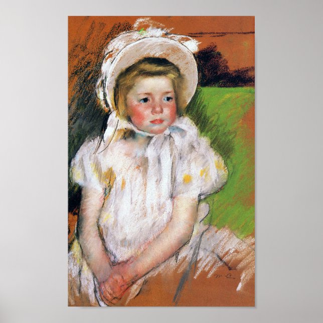 Affiche Fille dans une Bonnet Blanche, Mary Cassatt (Devant)