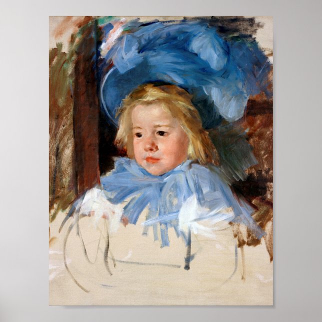 Affiche Fille dans une Bonnet Bleue, Mary Cassatt (Devant)