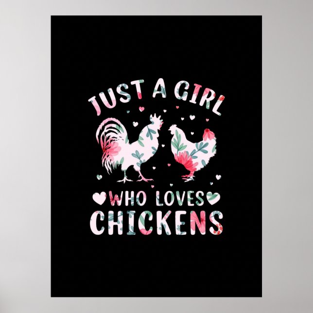 Affiche Fille d'art de poulet qui aime les poulets (Devant)