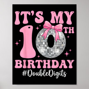 Affiche fille de 10 ans anniversaire double chiffres noeud
