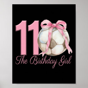 Affiche Fille de 11 ans d'anniversaire Foot Ll Coquette Ro