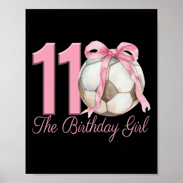 Affiche Fille de 11 ans d'anniversaire Foot Ll Coquette Ro (Devant)