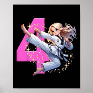 Affiche Fille de 4 ans Fête de martial arts Taekwondo Kara