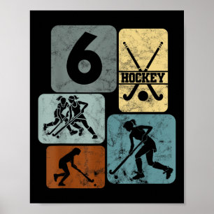 Affiche Fille de 6 ans d'anniversaire Hockey sur gazon 6 A