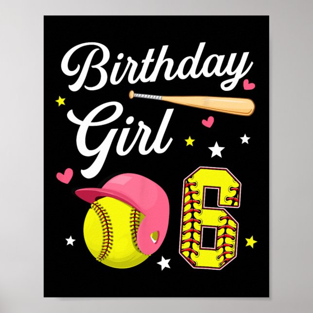 Affiche Fille de 6 ans Fête Douce Sixième Anniversaire 6 A (Devant)
