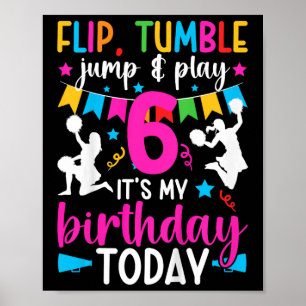 Affiche Fille de 6 ans pour anniversaire cheerleading Enfa