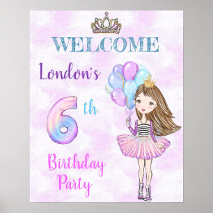 Affiche Fille de 6 ans Princesse Lavande Turquoise