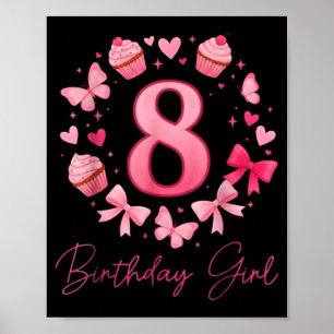 Affiche Fille de 8 ans pour son anniversaire, arc coquette