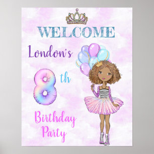 Affiche Fille de 8 ans pour son anniversaire Princesse Afr