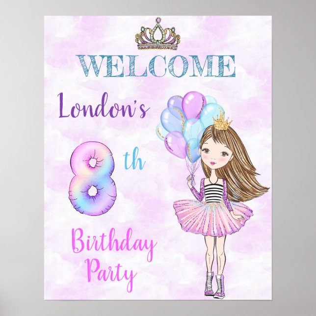 Affiche Fille de 8 ans Princesse Lavande Turquoise (Devant)