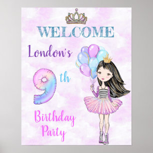 Affiche Fille de 9 ans Princesse Lavande Turquoise