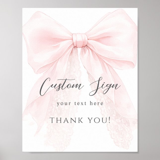 Affiche Fille de Baby Shower Moderne Ruban Rose  (Devant)