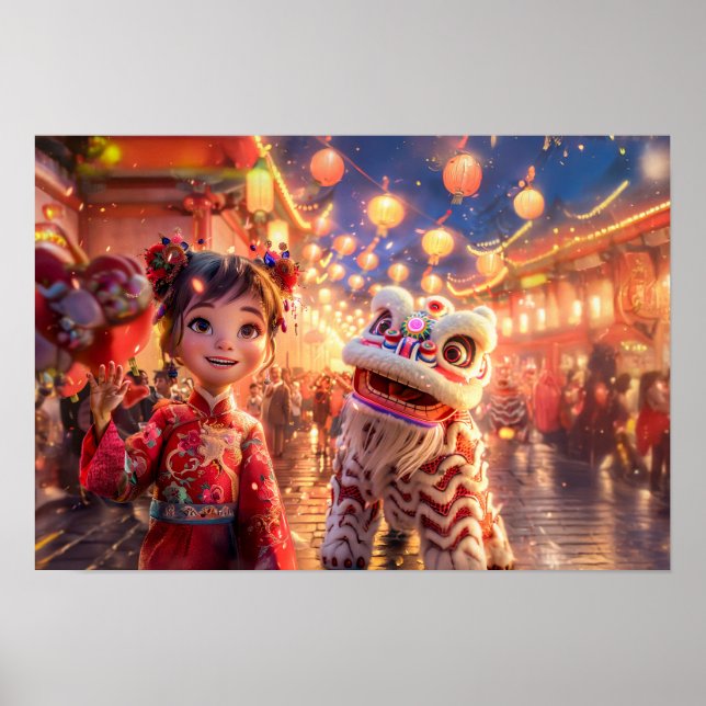 Affiche Fille de bande dessinée en costume de dragon pour  (Devant)