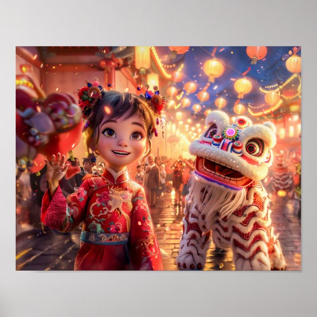 Affiche Fille de bande dessinée en costume de dragon pour  (Devant)