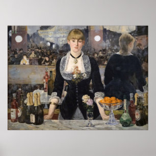 Affiche Fille de bar victorienne aux Folies Bergère en Fra