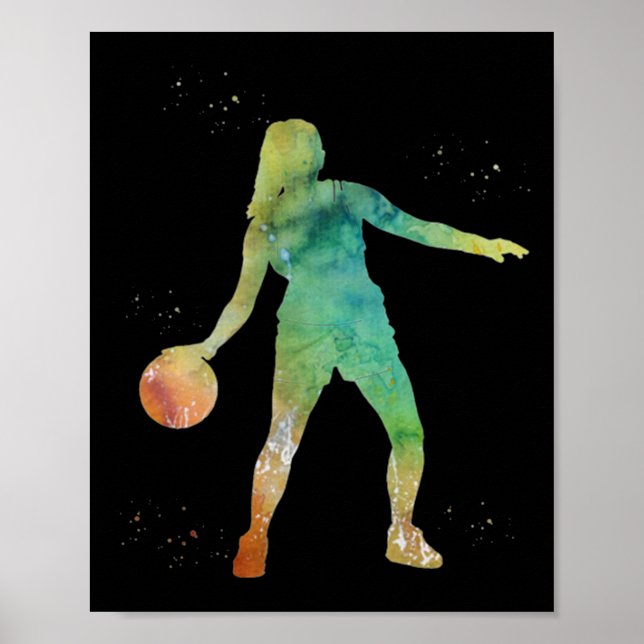 Affiche Fille De Basketball Jouant (Devant)