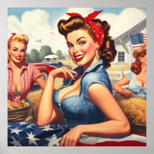 Affiche Fille de campagne américaine vintage