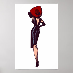 Affiche Fille de charme glamour vintage rétro