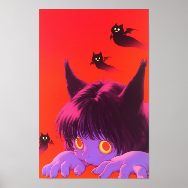Affiche Fille de chat d'Halloween (Devant)