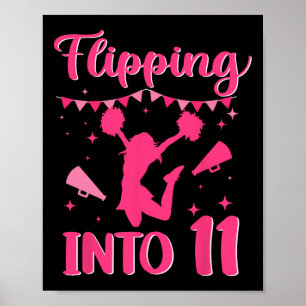 Affiche Fille de cheerleading d'anniversaire de 11 ans 11e