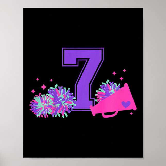 Affiche Fille de cheerleading pour 7e anniversaire âgée de (Devant)