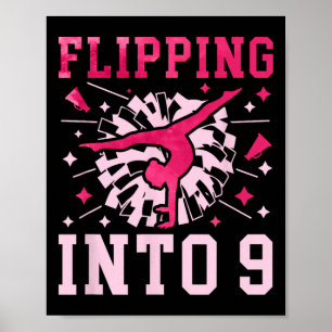 Affiche Fille de cheerleading pour 9e anniversaire Neuf an