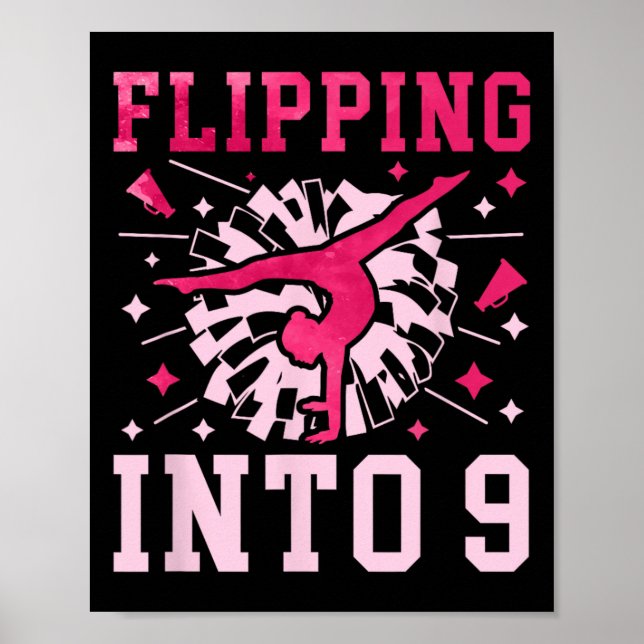 Affiche Fille de cheerleading pour 9e anniversaire Neuf an (Devant)