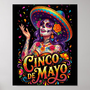 Affiche Fille de Cinco de mayo fiesta mexicaine 5 de mayo 