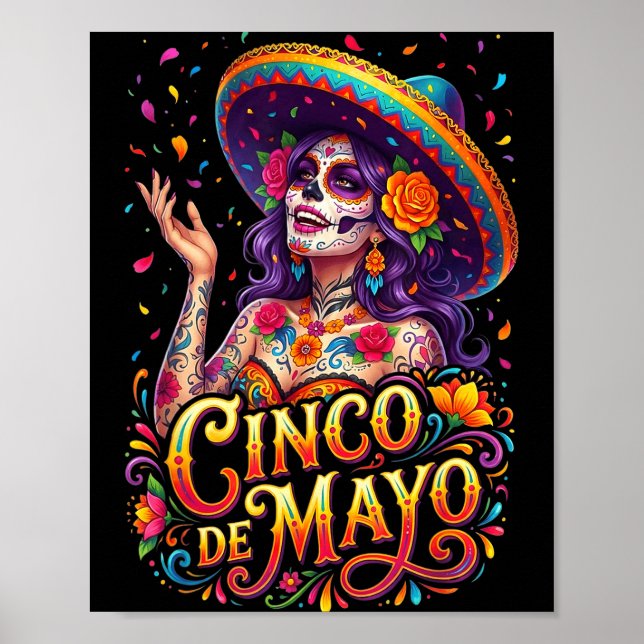 Affiche Fille de Cinco de mayo fiesta mexicaine 5 de mayo  (Devant)