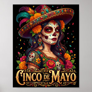 Affiche Fille de Cinco de mayo fiesta mexicaine 5 de mayo 