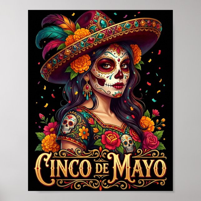 Affiche Fille de Cinco de mayo fiesta mexicaine 5 de mayo  (Devant)