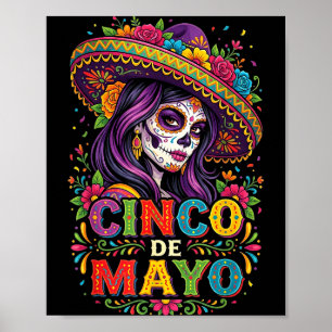 Affiche Fille de cinq mai fiesta mexicaine 5 mai femmesC