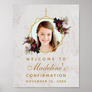Affiche Fille de confirmation Photo Pivoines Florales Bour