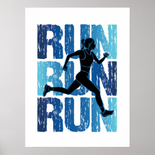 Affiche Fille de coureur vintage - Run Run Run Run Run Run