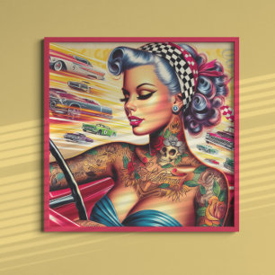 Affiche Fille de course encrée