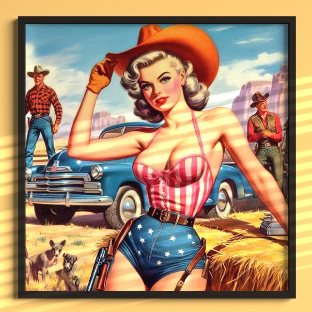Affiche Fille de cowboy rétro épinglée (Créateur téléchargé)