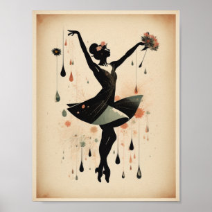 Affiche fille de danse vintage