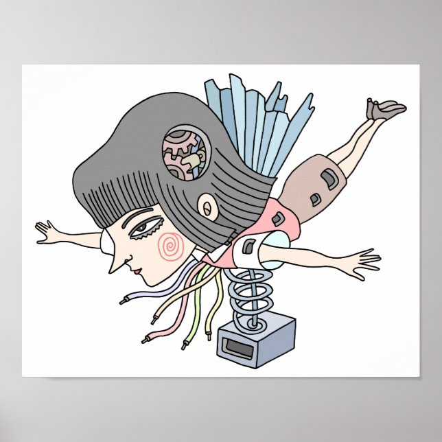 Affiche Fille de fantasy mécanique. (Devant)