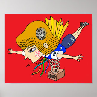 Affiche Fille de fantasy mécanique.
