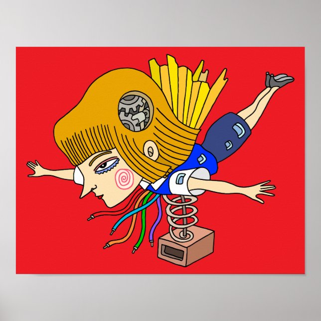 Affiche Fille de fantasy mécanique. (Devant)