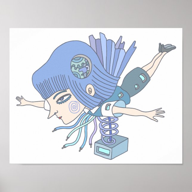 Affiche Fille de fantasy mécanique. (Devant)