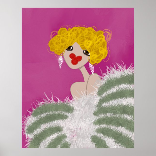 Affiche Fille de fête Danse Rose Glam Mode Art (Devant)